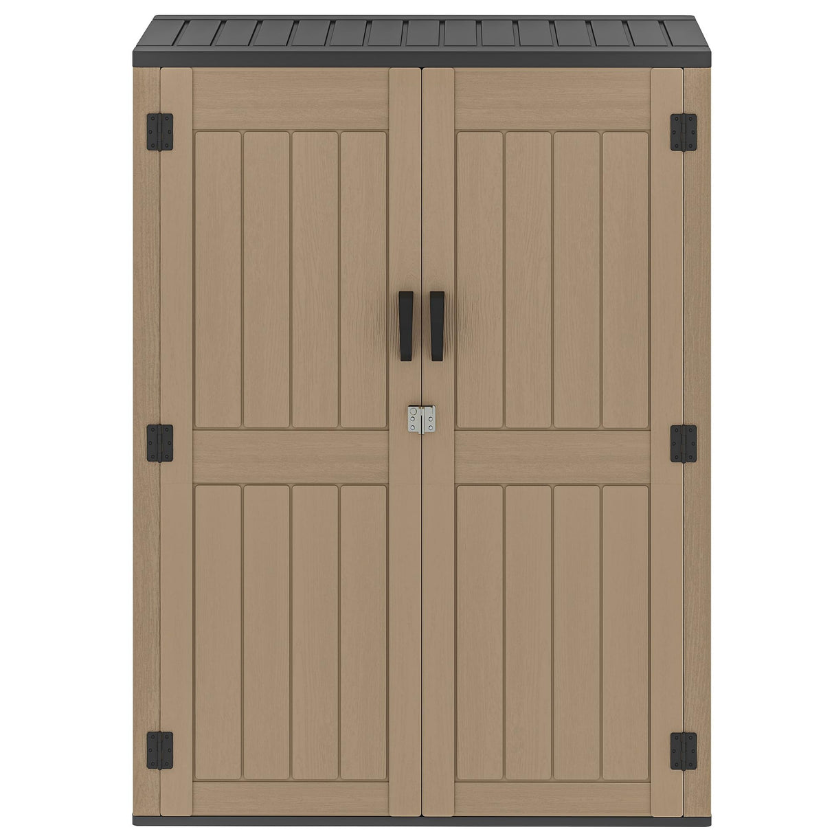 DWVO 59 Cu. Ft. Vertical Storage Shed, Weatherproof Outdoor Tall Cabinet with Double-Wall Panels and Floor, Lockable Resin Shed for Garden, Garage, Patio,Brown (Shelves Not Included) DWVO