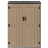 DWVO 59 Cu. Ft. Vertical Storage Shed, Weatherproof Outdoor Tall Cabinet with Double-Wall Panels and Floor, Lockable Resin Shed for Garden, Garage, Patio,Brown (Shelves Not Included) DWVO