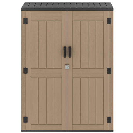 DWVO 59 Cu. Ft. Vertical Storage Shed, Weatherproof Outdoor Tall Cabinet with Double-Wall Panels and Floor, Lockable Resin Shed for Garden, Garage, Patio,Brown (Shelves Not Included) DWVO
