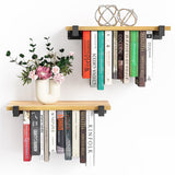 NANATI 2 Set of Floating Bookshelf, Pine Wood Invisible Bookshelf, Hanging Bookshelves for Wall, Unique Space Saving Wall Bookcase (16.5L×8.7W×1.5H) NANATI