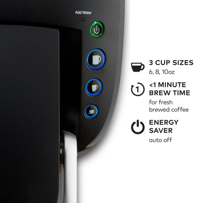 Keurig K-Compact Single-Serve K-Cup Pod Coffee Maker, with 3 Brew Sizes, Smart Start Feature, 36oz Removable Reservoir, Black