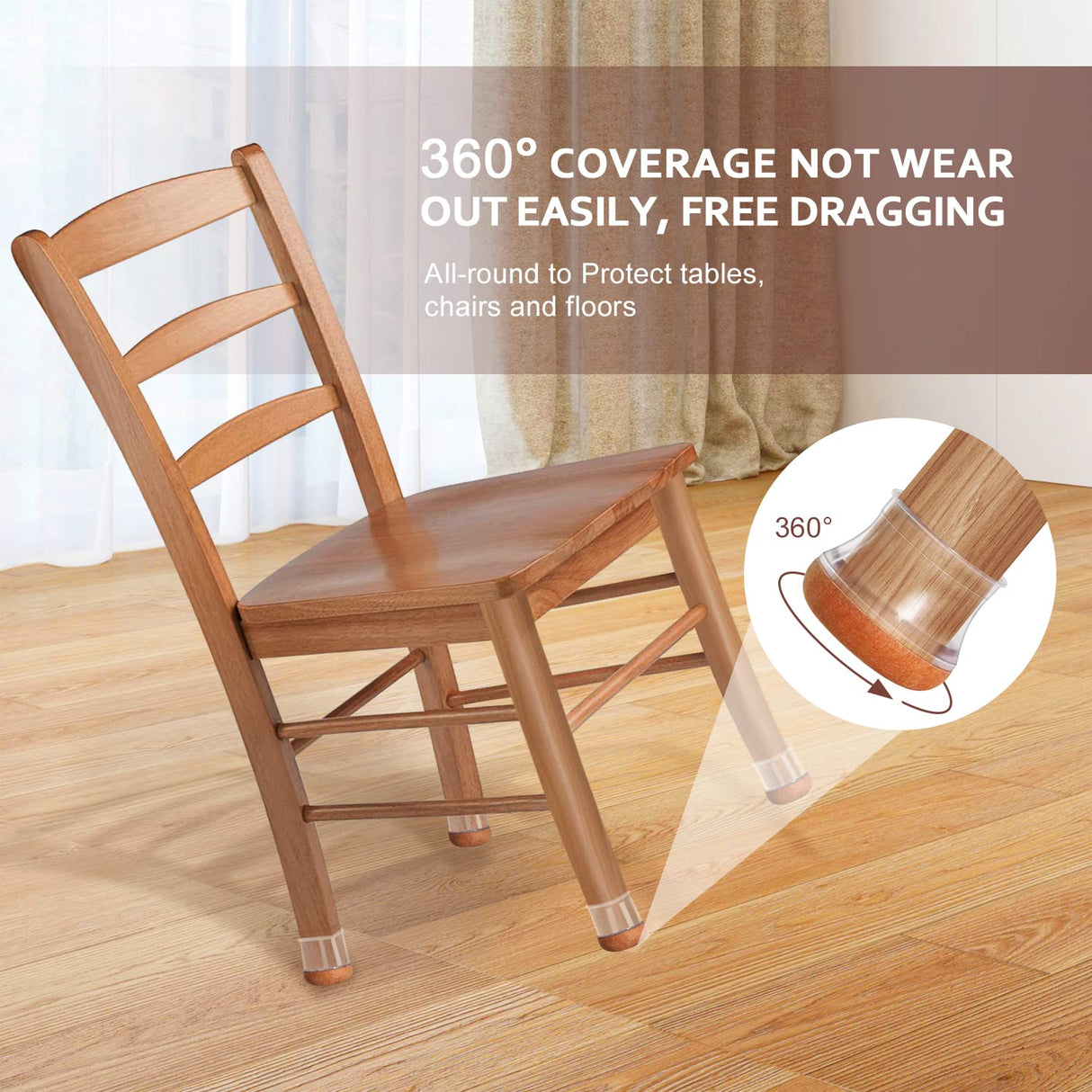 YOZON Chair Leg Floor Protectors for Hardwood Floors Felt Furniture Pads Silicone Caps 32 Pack Non Slip Reduce Noise Clear Round Medium Fit 3/4"~1-3/16" (19-30mm) YOZON
