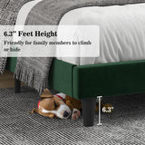 Allewie King Platform Bed Frame/Velvet Upholstered Bed Frame with Vertical Channel Tufted Headboard/Strong Wooden Slats/Mattress Foundation/Box Spring Optional/Easy Assembly/Green Allewie