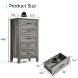 LINSY HOME Farmhouse 5-Drawer Dresser - Grey Chest of Drawers for Bedroom and Living Room Organization, Wood Dresser with Ample Storage Space and Rustic Charm LINSY HOME