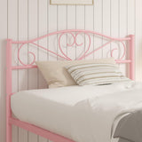 VECELO 14 Inch Twin Size Metal Platform Bed Frame with Headboard and Footboard, Heavy Duty Mattress Foundation with Steel Slats Support, No Box Spring Needed, Pink VECELO