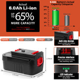 TenHutt 【Lithium-ion 6.0Ah! | NOT Ni-Mh】 18V Replace Battery for Black and Decker 18V Battery 6.0Ah HPB18 HPB18-OPE 244760-00 A1718 FS18FL FSB18 Firestorm Cordless Power Tools lithium Battery TenHutt