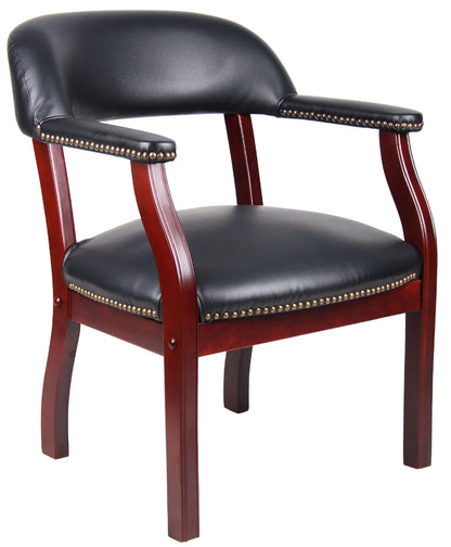 Boss Captain’s Chair In Black Vinyl - WoodArtSupply