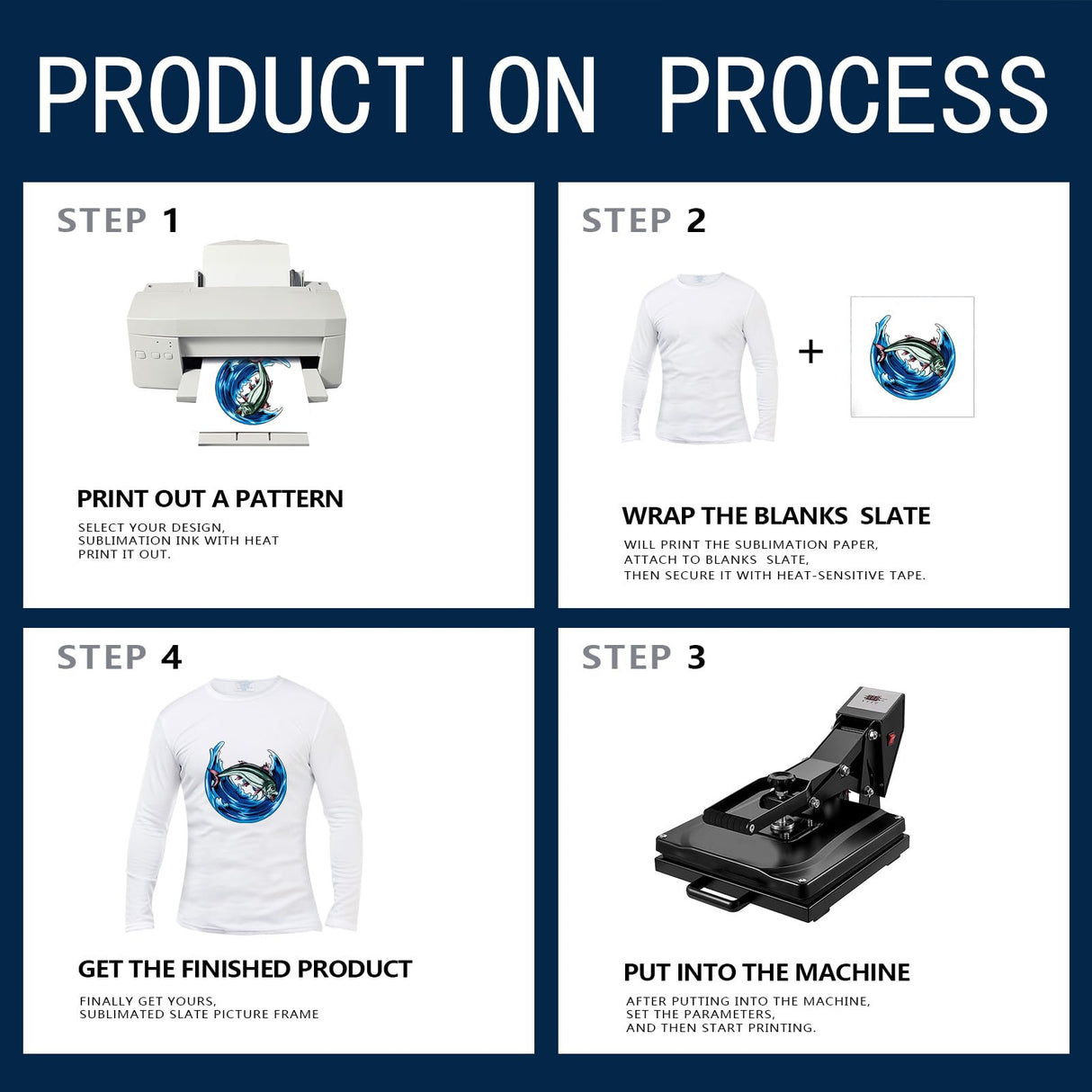 OKBA 3 PCS Sublimation Blank T-Shirts Round Collar Long Sleeves Adult White Polyester t Shirts (Large Long) OKBA