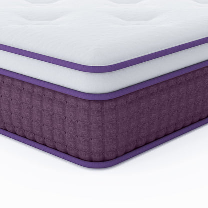 Twin Mattress, 12 Inch Hybrid Twin Mattress, Twin Size Mattress in a Box, Plush Foam Mattress with Individually Pocketed Coils, Motion Isolation for Pressure Relief, Medium Soft