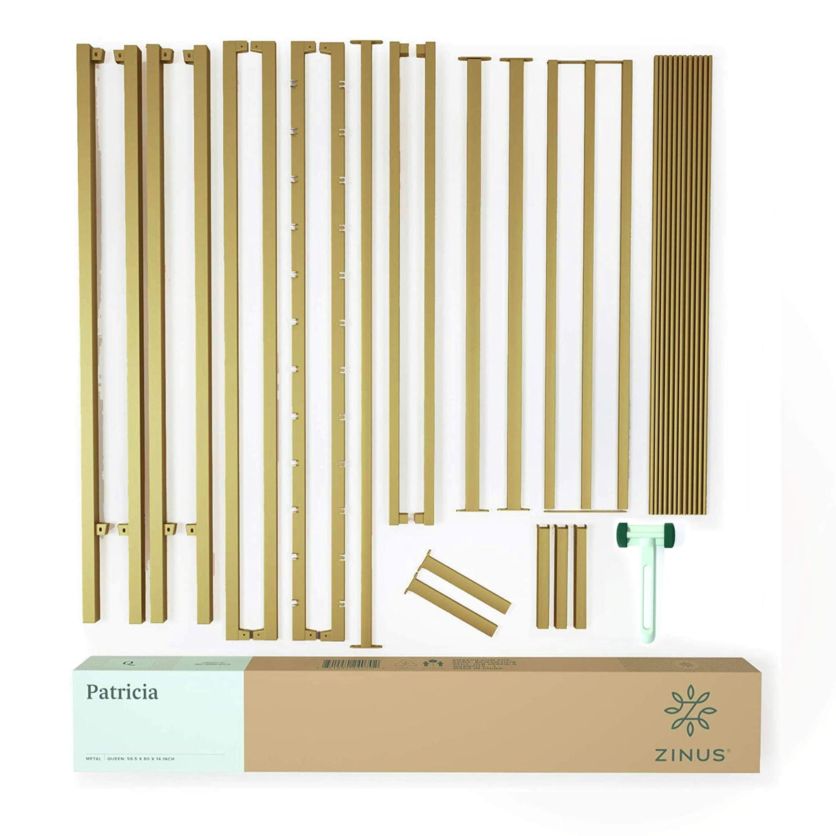 ZINUS Patricia Gold Metal Canopy Platform Bed Frame, Mattress Foundation with Steel Slat Support, No Box Spring Needed, Easy Assembly, Full Zinus