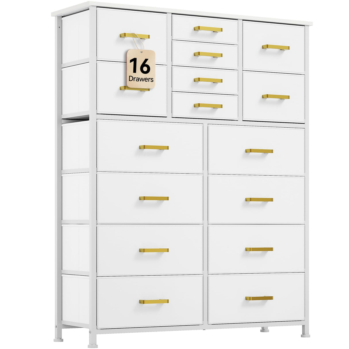 YITAHOME Dresser for Bedroom with 16 Drawers, Large Chest of Drawers, Tall Dressers for Bedroom with Wood Top and Metal Frame YITAHOME