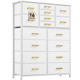 YITAHOME Dresser for Bedroom with 16 Drawers, Large Chest of Drawers, Tall Dressers for Bedroom with Wood Top and Metal Frame YITAHOME