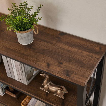 BON AUGURE Rustic Console Table Behind Couch, Industrial Entryway Table with Shelves, 3 Tier Sofa Table for Living Room (47 Inch, Rustic Oak) - WoodArtSupply