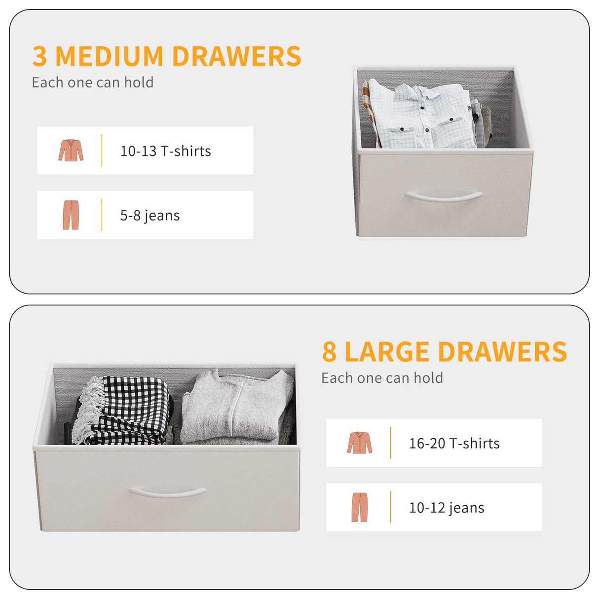 LIVEHOM Dresser for Bedroom with 11 Drawer, Dressers & Chests of Drawers with Side Pockets, Hooks, Fabric Storage Drawer, Steel Frame, Wood Top, Organizer Unit and Pull Handle for Closet. LIVEHOM