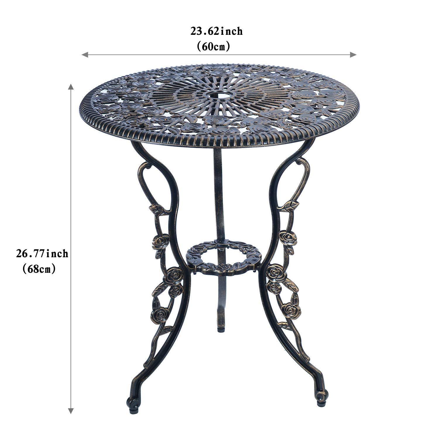 C/G 3 Piece Bistro Set,Outdoor Patio Set,Anti-Rust Cast Aluminum Bistro Table Set for Park Yard Front Porch Furniture(Antique Copper) - WoodArtSupply