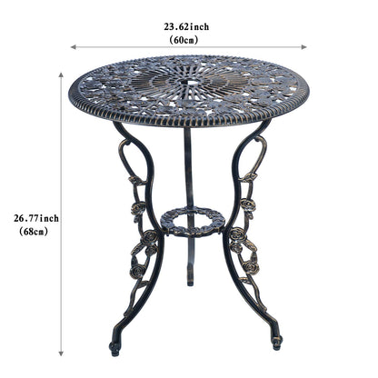 C/G 3 Piece Bistro Set,Outdoor Patio Set,Anti-Rust Cast Aluminum Bistro Table Set for Park Yard Front Porch Furniture(Antique Copper) - WoodArtSupply