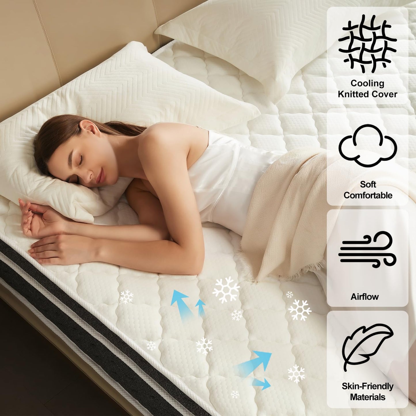 Ablyea King Mattress 12 Inch Hybrid Mattress King - Memory Foam & Individually Pocket Coils Springs | Pressure Relief | Motion Isolation, Edge Support | CertiPUR-US Certified | Medium Firm