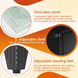 GAIOUS 74.8" Tall Metal Curio Cabinet, Display Cabinet with Glass Door, 6 Tier Liquor with 5 Adjustable Shelves, Locking Glass Display Case for Collectibles, Showcase Storage Cabinets, Black GAIOUS