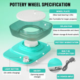 Pottery Wheel for Adults Beginners Kids - 6" Variable Speed Pottery Wheel Tool Kit, RPM Speed Adjustable with Rechargeable Battery, 1.8 Lb Air Dry Clay, Art Supplies, Crafts for Adults Teenager Insnug