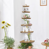Corner Shelves, Floating Corner Shelf, Set of 2 7inch Solid Oak Wood Wall Shelves, Round End Wall Mount with Wire Hole Shelving for Small Plant for Bedroom Kitchen, Living Room Conamily