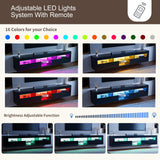 AOVSA LED Floating TV Stand for 85 Inch TV, Black High Glossy Wall Mounted Haning TV Stand with Cabinets, Entertainment Center Console Shelf for Living Room AOVSA