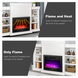 Tangkula 70 Inches Mantel Fireplace, 750W/1500W Electric Fireplace w/Mantel & Built-in Bookshelves, 28.5-Inch Electric Fireplace w/Remote, 1-8H Timer, Adjustable Flame Brightness & Color (White) Tangkula