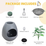 Eggloa6 Hidden Litter Box - Plant Litter Box Enclosure with Artificial Plants, DIY Cat Litter Box Furniture Extra Large (Grey) COZIWOW