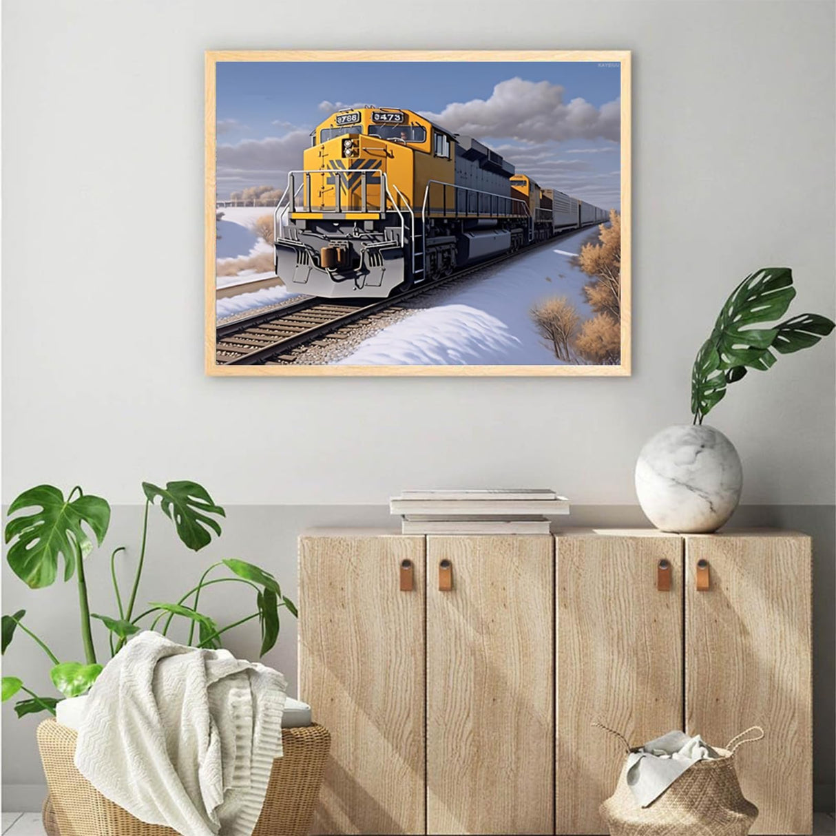 KAYEIUU 5D Retro Train Diamond Painting Kits Animated Train in The Mountains for Adults, DIY Full Drill Crystal Arts and Crafts, Home Wall Decor Gifts 12x16inch KAYEIUU