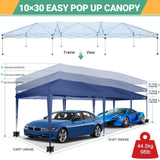 COBIZI 10x30 Canopy Party Tent with 8 Walls 10x30 Pop Up Tent for Parties Waterproof UPF 50+ Outdoor Commercial Event Tent for Party Backyard Gazebo Canopy with Sidewalls & Sandbags(navy blue,10x30ft COBIZI