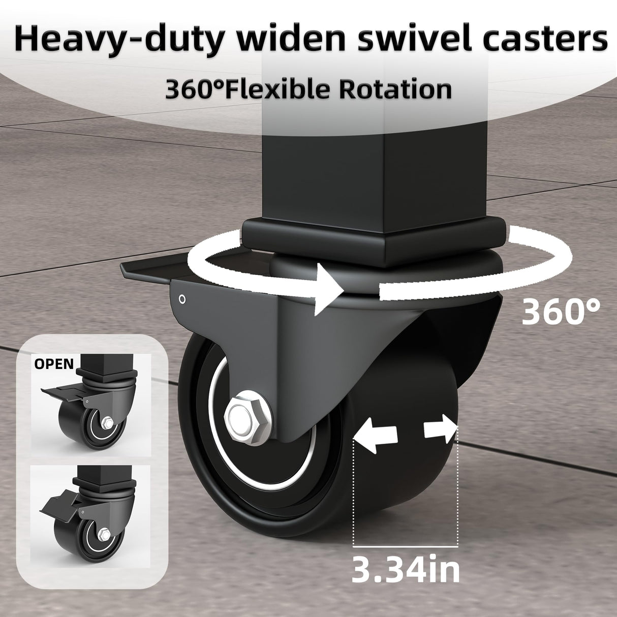 NBGV 48" Solid Wood Work Bench, Adjustable Hight Workbench with Wheels, Heavy-Duty Worktable with Pegboard, Power Outlets, Workstation for Garage, Workshop, Office NBGV