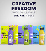 Premium Printable Vinyl Sticker Paper for Inkjet Printer and Laser - 20 White Matte Sticker Paper Waterproof - Durability Adhesive Paper 8.5 x 11, Fast Dry, Holds Ink Well, Great for Cutting Machines SMALL SMILE