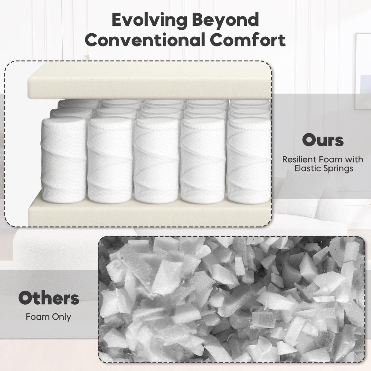 VYNELITO Oversized Sectional Sofa with Chaise for Living Room, 99" Modern Luxury Chenille 4-Seater Sofa Extra Wide Seat L-Shape Curved Cloud Couch with 4 Throw Pillows, Light Grey VYNELITO