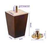 SHANJUE Wood Furniture Legs 4 inch Sofa Legs Set of 4,Square Brown Couch feet,Mid Century Chair Legs,Replacement Couch Legs, for Dresser Legs Sideboard Recliner Coffee Table SHANJUE