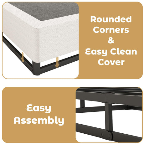 NHODIR Box Spring for Full Bed, 5 inch Full Size Box Spring Only, Strong Metal Frame Mattress Foundation, No Noise, Easy Assembly NHODIR