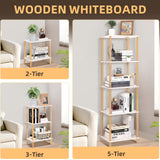 YGYQZ Bookshelf, 5-Tier High Vertical Book Shelf with Large Capacity, DIY Stackable Wooden and Metal Bookshelf Organizer, Suitable for Living Rooms, Offices, Bedrooms, and Studies YGYQZ