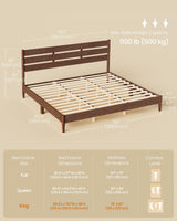 SONGMICS HOME King Bed Frame with Solid Wood Legs Slats, Platform Bed with Headboard, LED Lights, Charging Station, Mid-Century Modern Style, No Box Spring Needed, Coffee Brown URMB414K02 SONGMICS HOME