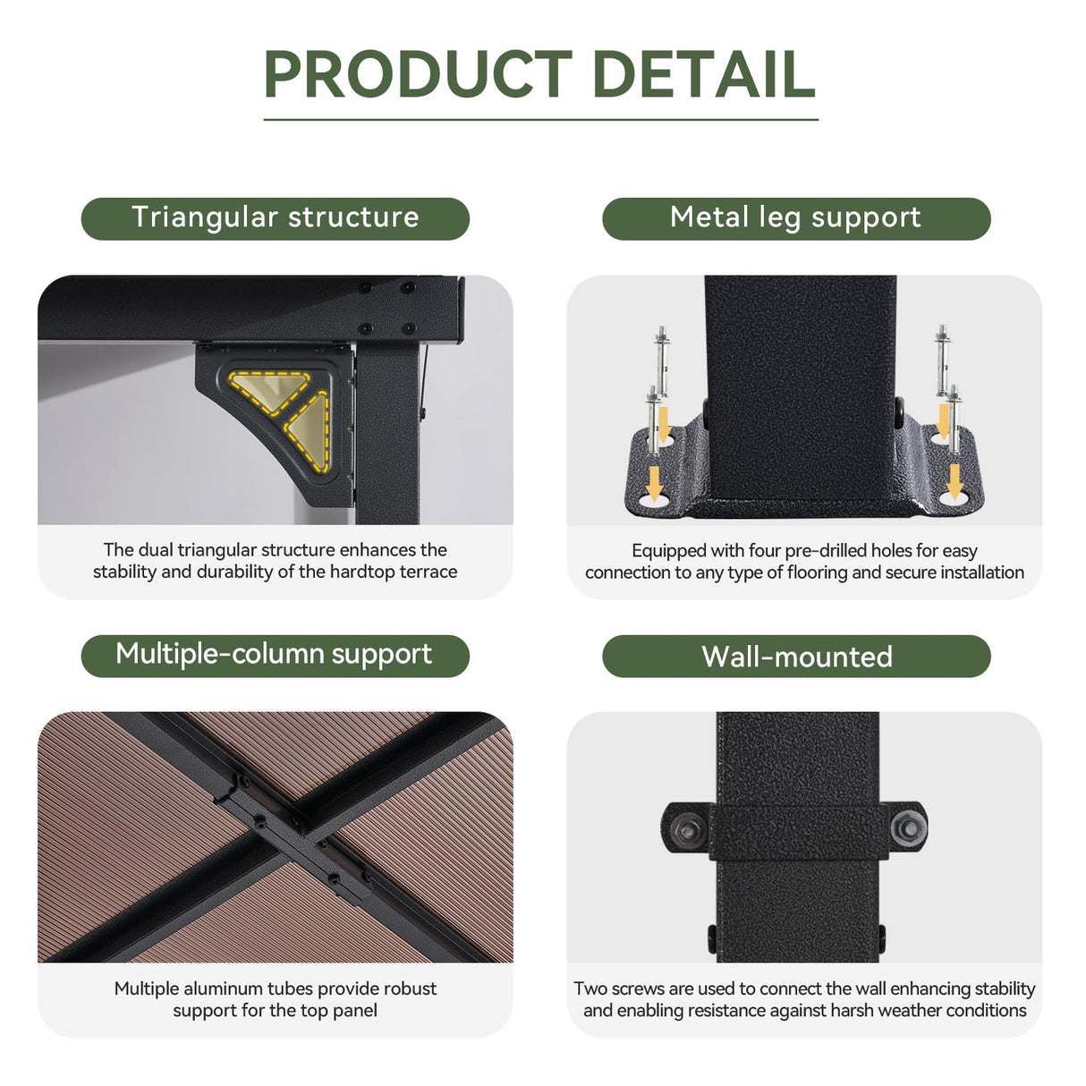 Aoxun Gazebo for Patio 10' x 14', Gazebo Pergola with Sloped Roof, Large Wall-Mounted Heavy Duty Awnings, for Backyard, Patio, Deck and More Aoxun