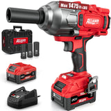 Alloyman Cordless Impact Wrench, 1475Ft-lbs (2000N.m) 1/2 High Torque Brushless Impact Gun, 20V Power Impact Driver, 4000mAh Battery,3 Sockets, Brushless Motor Variable Speeds for Car/Truck RV/Mower Alloyman