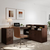 Melidee L Shape Desk - Executive Desk with Drawers and Cabinet Storage, Charging Station & USB Ports - Home Office Computer Desk Melidee