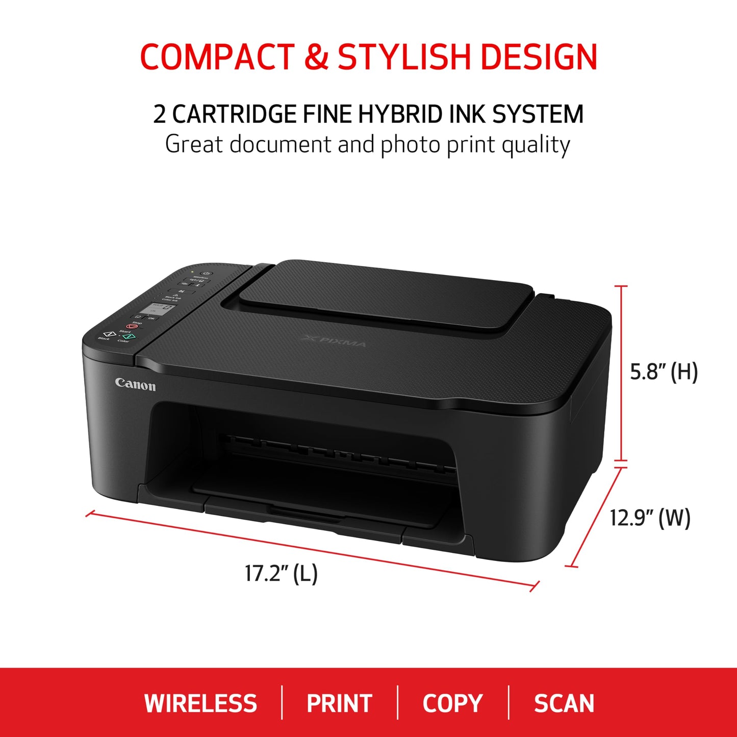 Canon PIXMA TS3520 Compact Wireless All-in-One Printer, Black