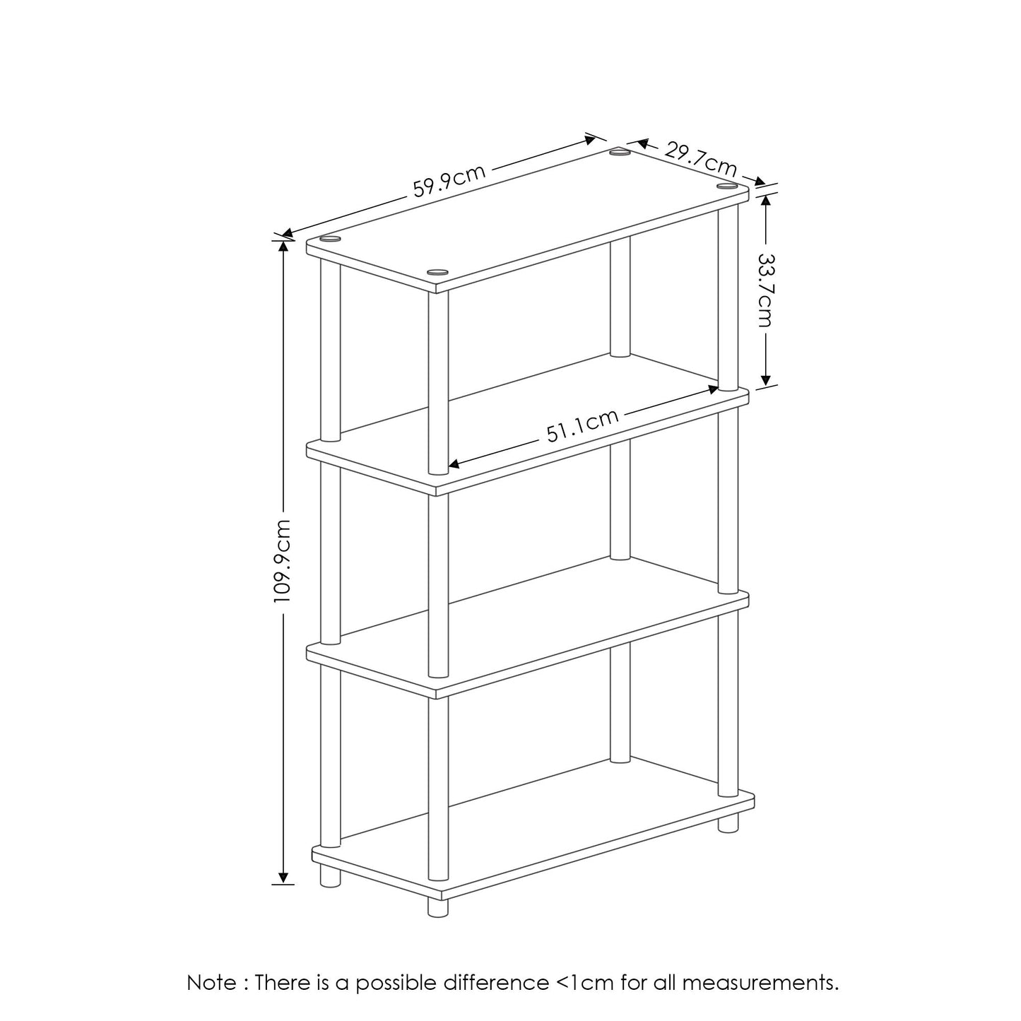 Furinno (99557EX/BK) Turn-N-Tube 4-Tier Multipurpose Shelf Display Rack - Espresso/Black