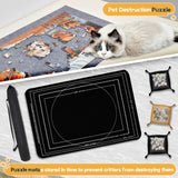 Pohxev Jigsaw Puzzle Mat Roll Up, Portable Saver Pad 43” x 26” Up to 1500 Pieces, Puzzle Matt Rollup with Non-Slip Rubber Bottom & Smooth Top. (6 Puzzle Sorting Trays & 1 Storage Bag) Pohxev