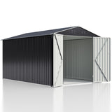 Polar Aurora 8 x 12 FT Outdoor Storage Shed, Metal Garden Shed with with Updated Frame Structure, Tool Sheds for Backyard Garden Patio Lawn Black Polar Aurora
