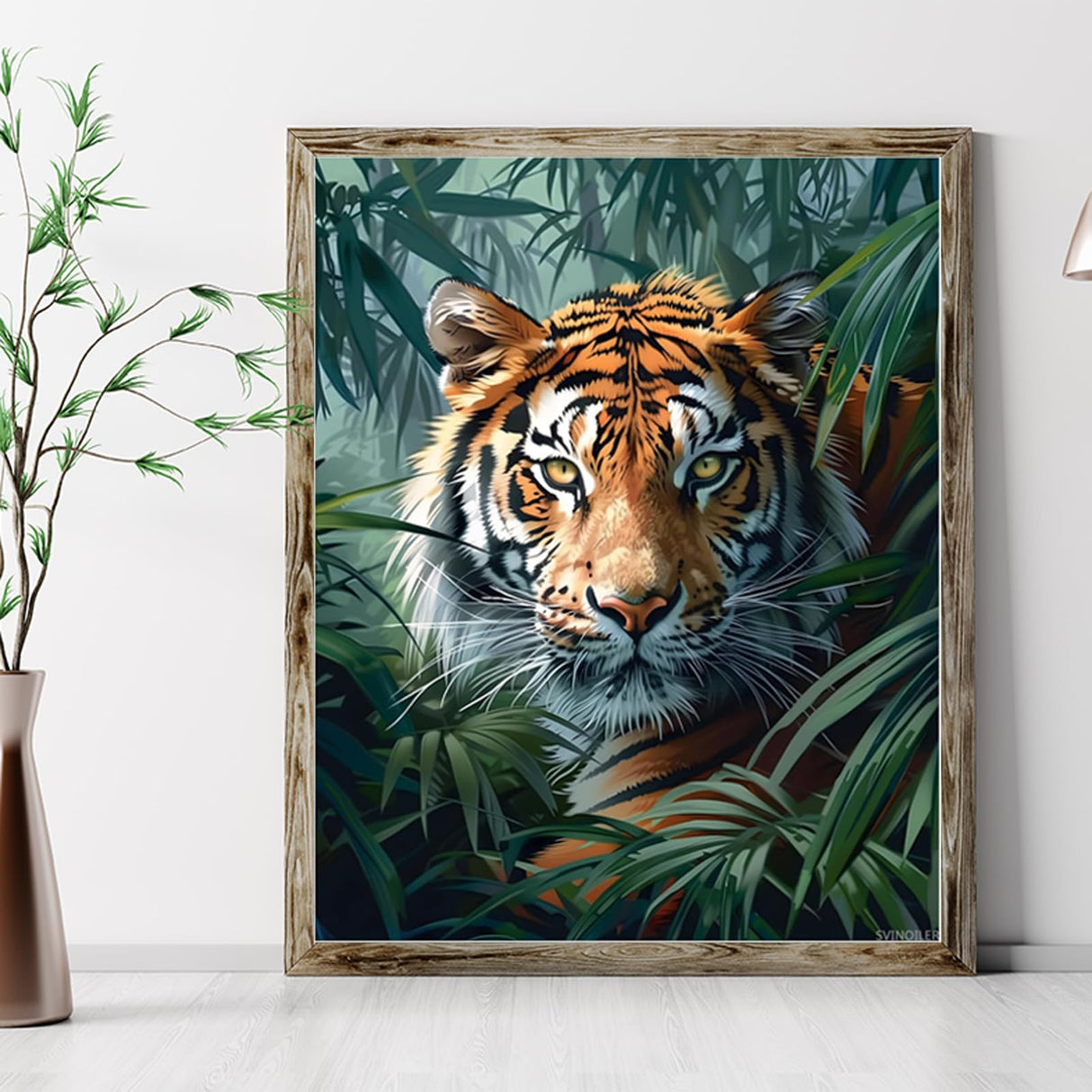 SVINOILER Paint by Numbers Tiger Jungle, Bamboo Forest Paint by Number for Adults, Wild Animal Easy Acrylic DIY Oil Painting Canvas Wall Art, Tigers Home Wall Decor, 16x20inch Without Frame SVINOILER