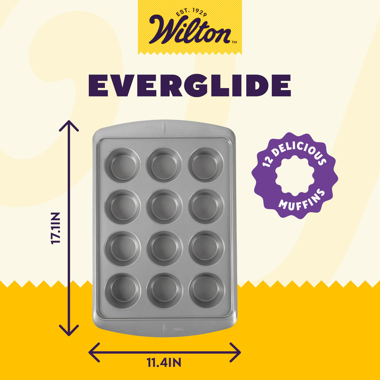 Wilton Ever-Glide Muffin Pan - Enjoy Homemade Muffins , Great for Cupcakes, Roasted Veggies, Shredded Potato Egg Cups and More, Steel, 12-Cavity Wilton
