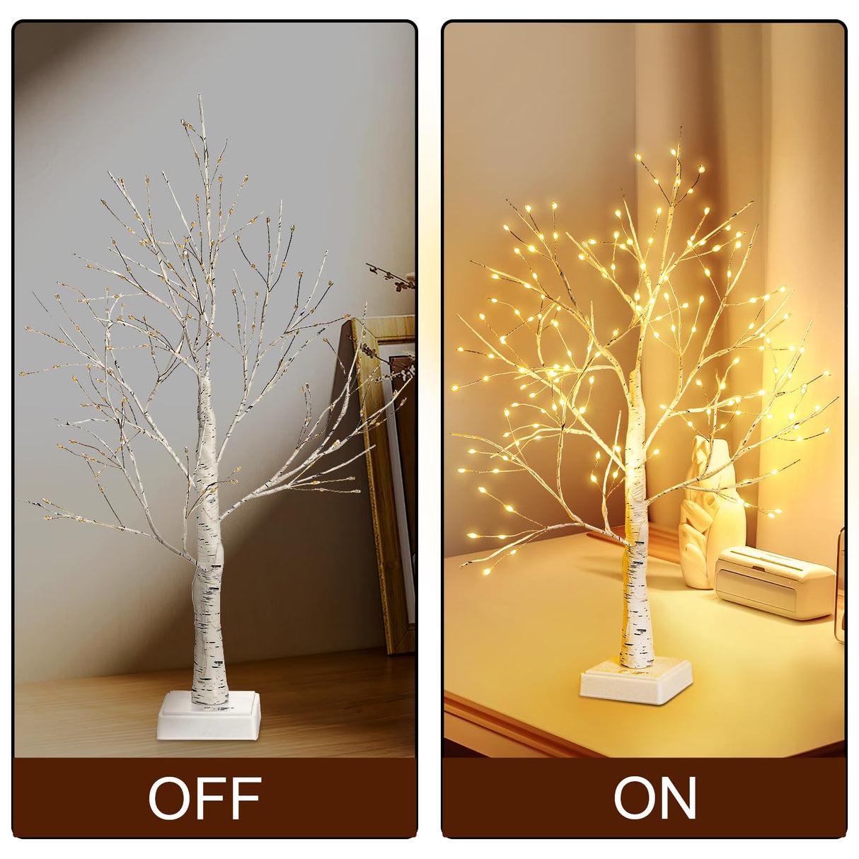 Hbaushun 144 LED Birch Tree Light,Tabletop Bonsai Fairy Light Spirit Tree,DIY Artificial Tree Lamp with Timer USB/Battery Powered for Bedroom Christmas Home, Wedding, Holiday Decor (Warm White) Hbaushun