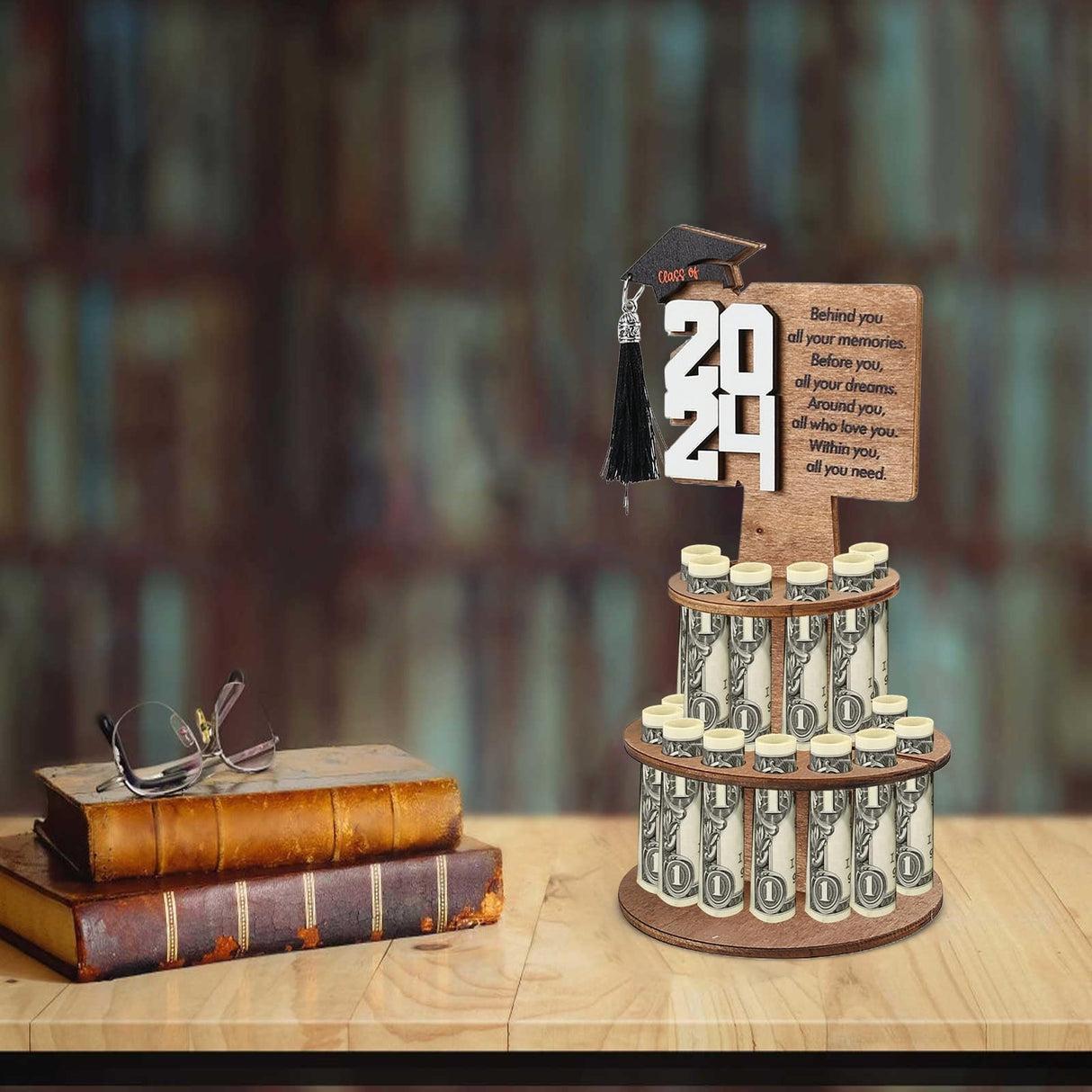 Graduation Money Gift Holder, 2024 New Graduation Gift Money Holder Congratulation Card Holder Money Cake for Graduation Party Graduation Gift Cake Layered Wallet Ornament-Khaki Generic