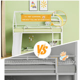 Varmsteda Bunk Bed Twin Over Twin for Kids with Slide and Ladder, Metal Floor Bunk Bed Frame with Full-Length Guardrail, Space-Saving Bunk Beds, White Varmsteda