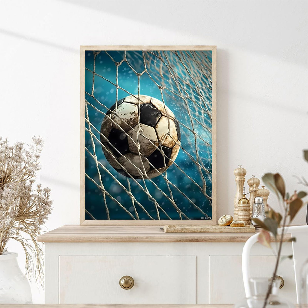 HEYKYY Diamond Painting Kits for Adults Soccer, 5D Round Rhinestone Diamond Arts Kits for Beginners, Crystal Mosaic Making Home Decor Christmas Gift Soccer Art Craft 12x16 inch HEYKYY