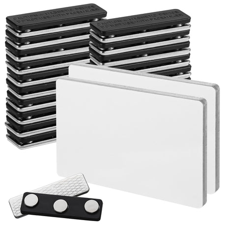 20-Pack Magnetic Name Tags, 2.1 x 3.4 Magnetic Blank Name Badges, Heat Sublimation Printable Badges with Magnetic Fasteners for Jackets, Shirts Tideme